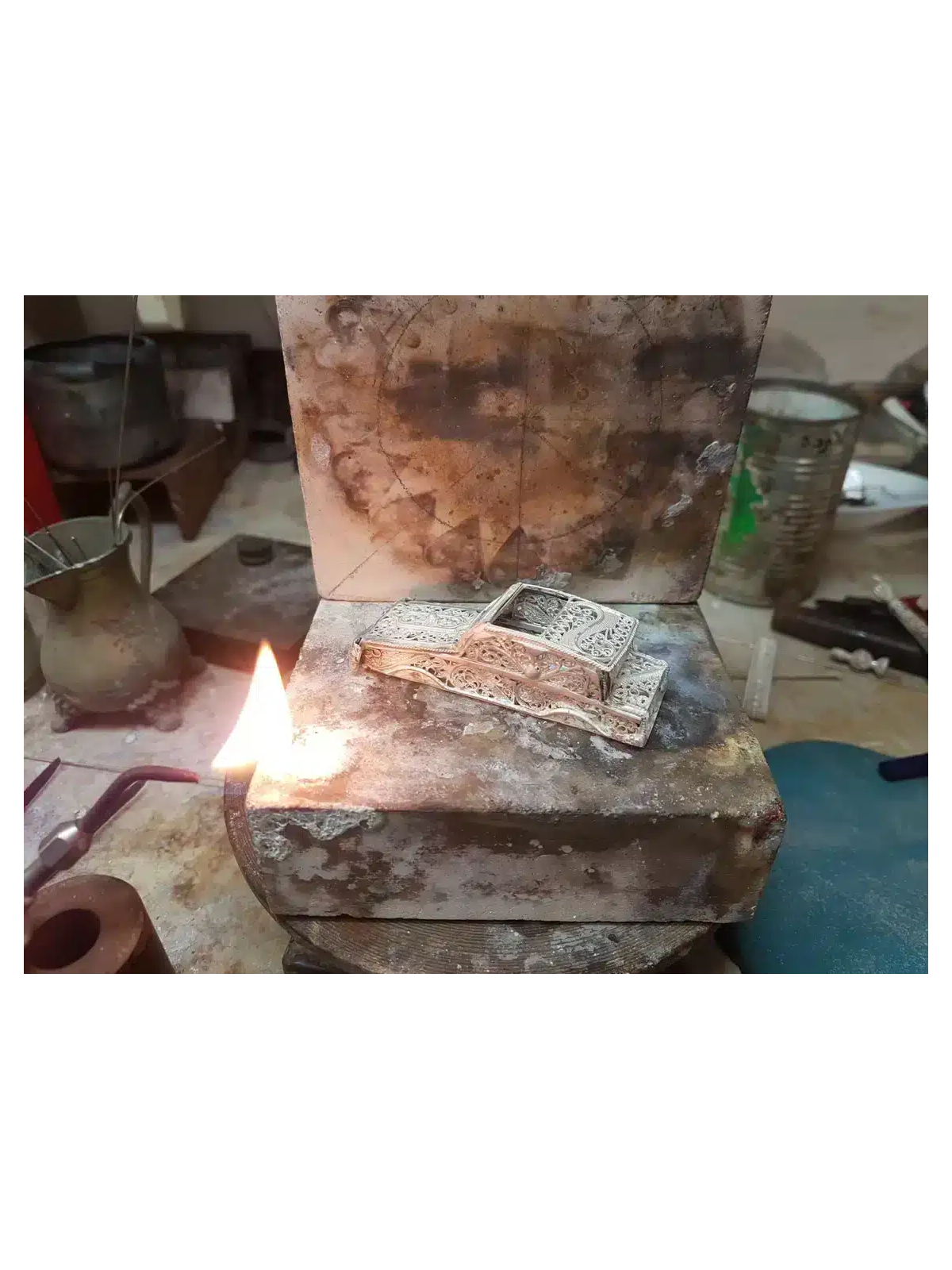 קופסת רכב בעיצוב מכסף סטרלינג קטן, יודאיקה מכסף סטרלינג